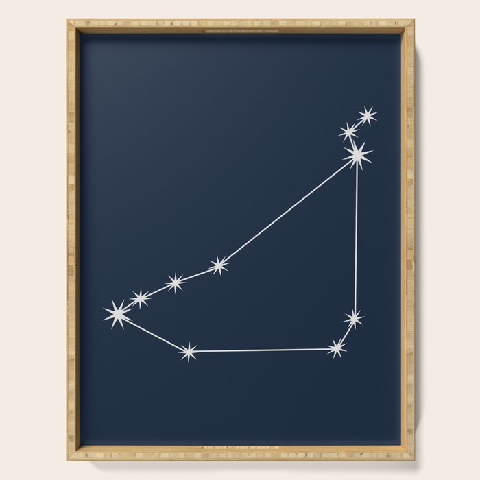 Capricorn Zodiac Star Constellation Line Art Dark Blue Serving Tray Gallery Image 1