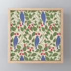 Vintage Blue Birds And Cherries Mini Art Print Gallery Image 1