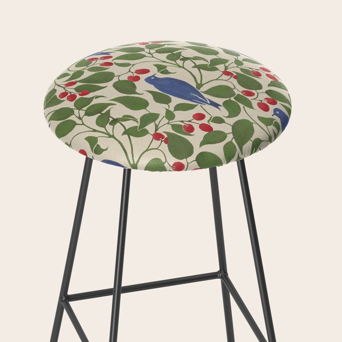 Vintage Blue Birds And Cherries Stool Gallery Image 2
