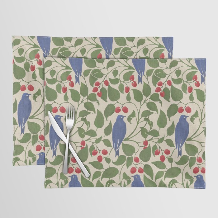 Vintage Blue Birds And Cherries Placemat Gallery Image 1