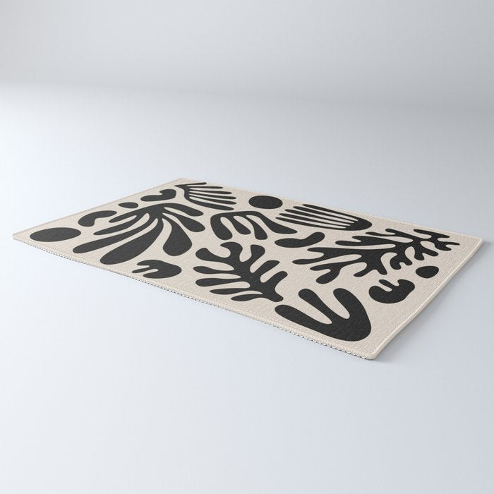 Matisse Cut Outs Ecru Beige Black Mid Century Modern Art Rug Gallery Image 3