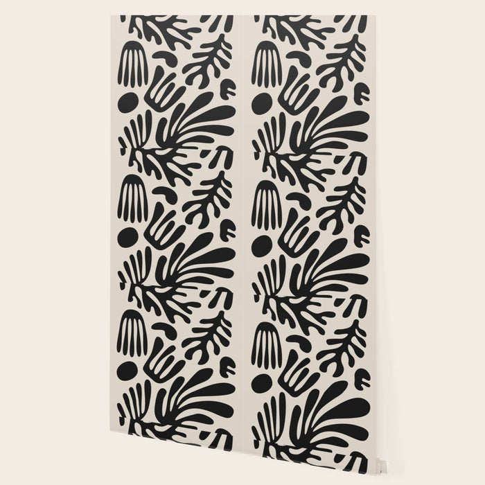 Matisse Cut Outs Ecru Beige Black Mid Century Modern Art Wallpaper Gallery Image 2