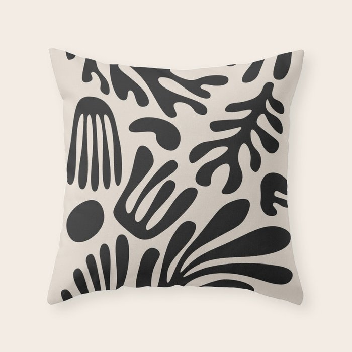 Matisse Cut Outs Ecru Beige Black Mid Century Modern Art Throw Pillow Gallery Image 6
