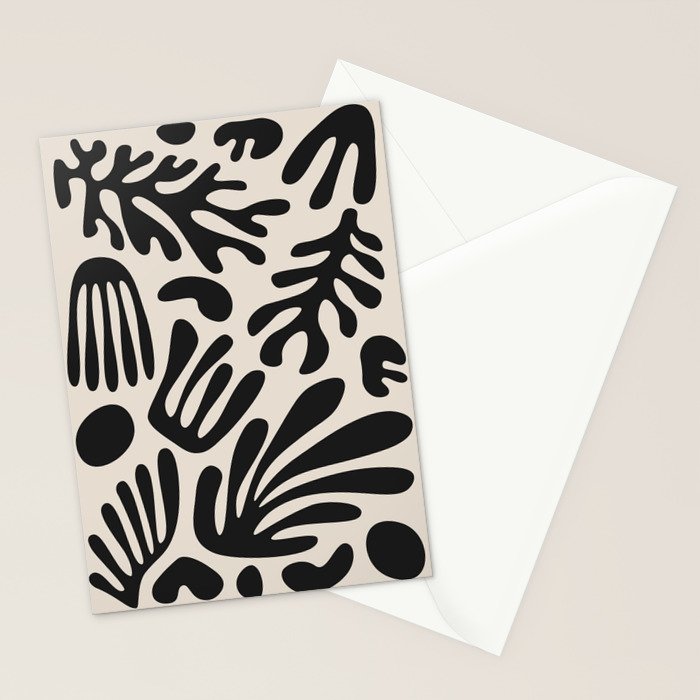 Matisse Cut Outs Ecru Beige Black Mid Century Modern Art Stationery Card Gallery Image 2