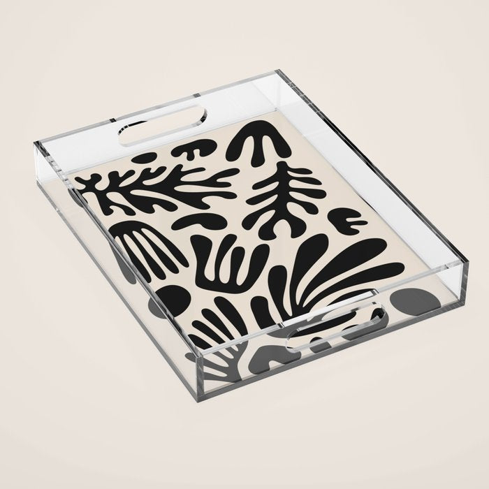 Matisse Cut Outs Ecru Beige Black Mid Century Modern Art Acrylic Tray Gallery Image 1