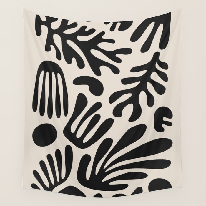 Matisse Cut Outs Ecru Beige Black Mid Century Modern Art Wall Tapestry Gallery Image 4