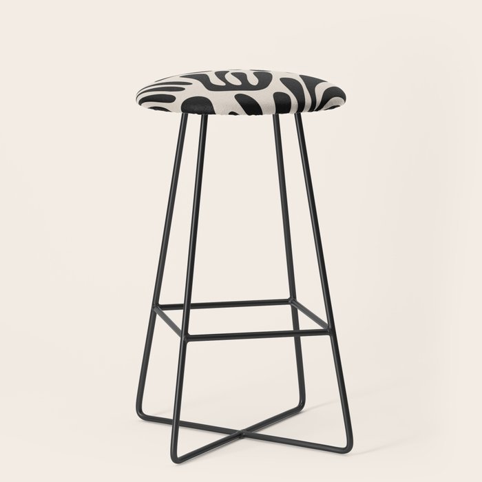 Matisse Cut Outs Ecru Beige Black Mid Century Modern Art Stool Gallery Image 1