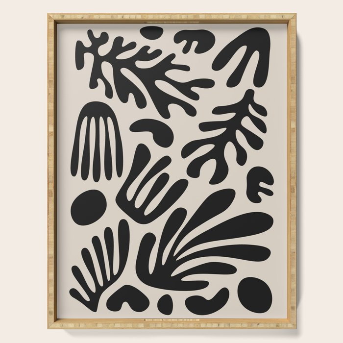 Matisse Cut Outs Ecru Beige Black Mid Century Modern Art Serving Tray Gallery Image 1