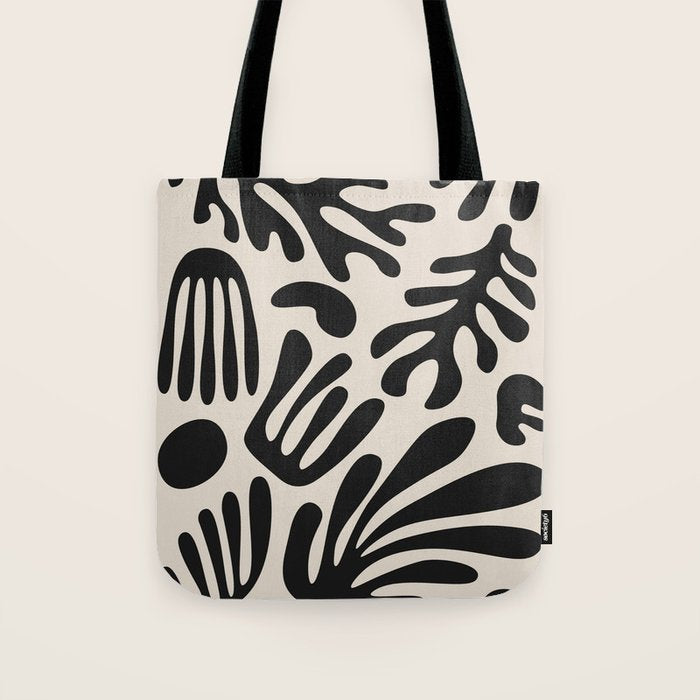 Matisse Cut Outs Ecru Beige Black Mid Century Modern Art Tote Bag Gallery Image 1
