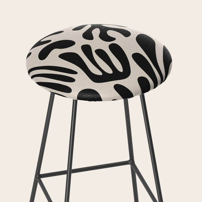 Matisse Cut Outs Ecru Beige Black Mid Century Modern Art Stool Gallery Image 2