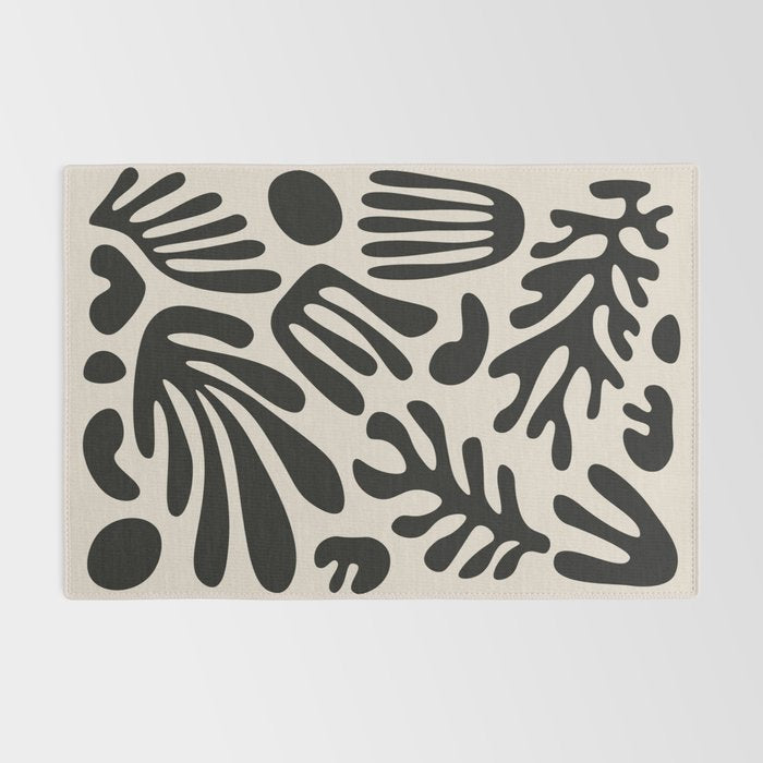 Matisse Cut Outs Ecru Beige Black Mid Century Modern Art Rug Gallery Image 2