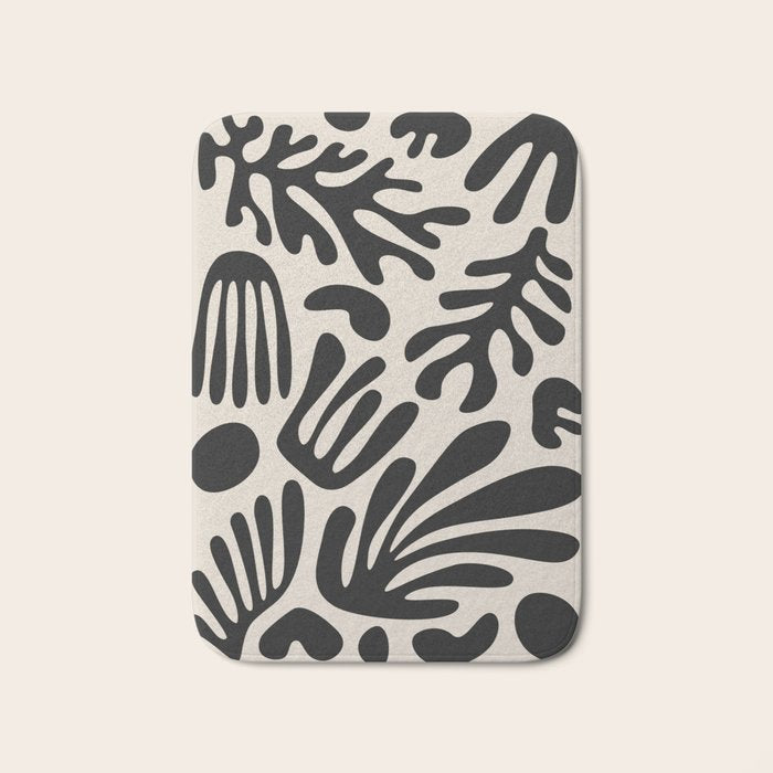 Matisse Cut Outs Ecru Beige Black Mid Century Modern Art Bath Mat Gallery Image 1