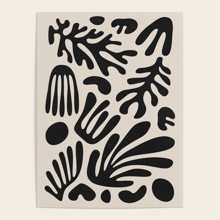 Matisse Cut Outs Ecru Beige Black Mid Century Modern Art Poster Gallery Image 1