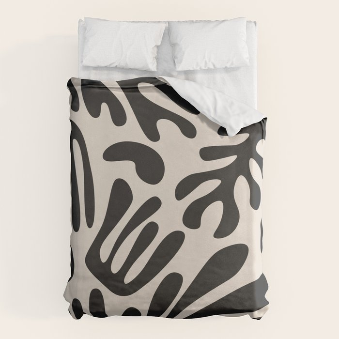 Matisse Cut Outs Ecru Beige Black Mid Century Modern Art Duvet Cover Gallery Image 1