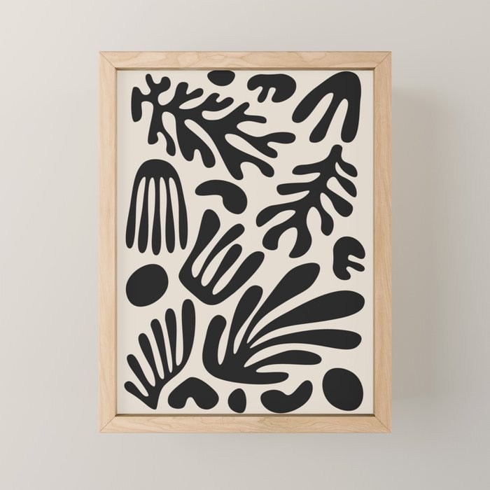 Matisse Cut Outs Ecru Beige Black Mid Century Modern Art Mini Art Print Gallery Image 1