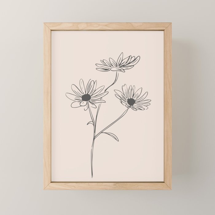 Minimal Line Art Flowers 6 Mini Art Print Gallery Image 1