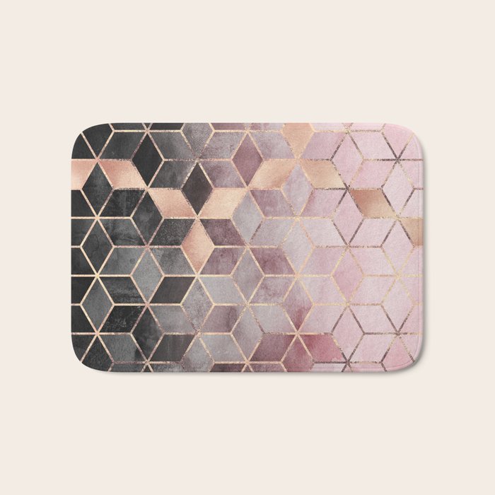 Pink And Grey Gradient Cubes Bath Mat Gallery Image 1