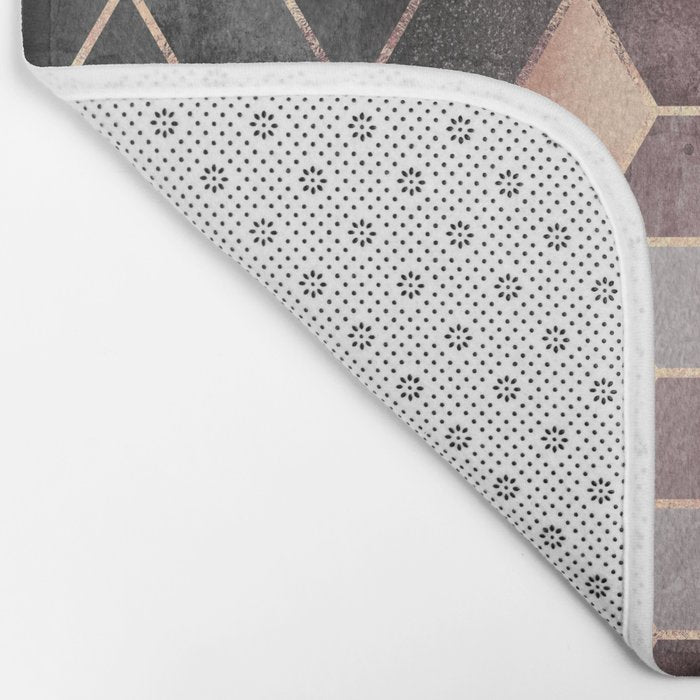 Pink And Grey Gradient Cubes Bath Mat Gallery Image 2