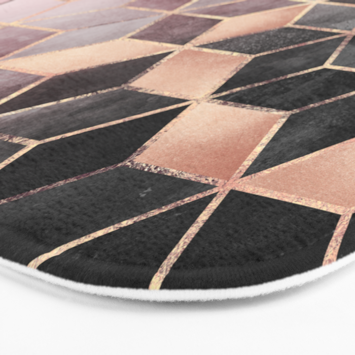 Pink And Grey Gradient Cubes Bath Mat Gallery Image 3