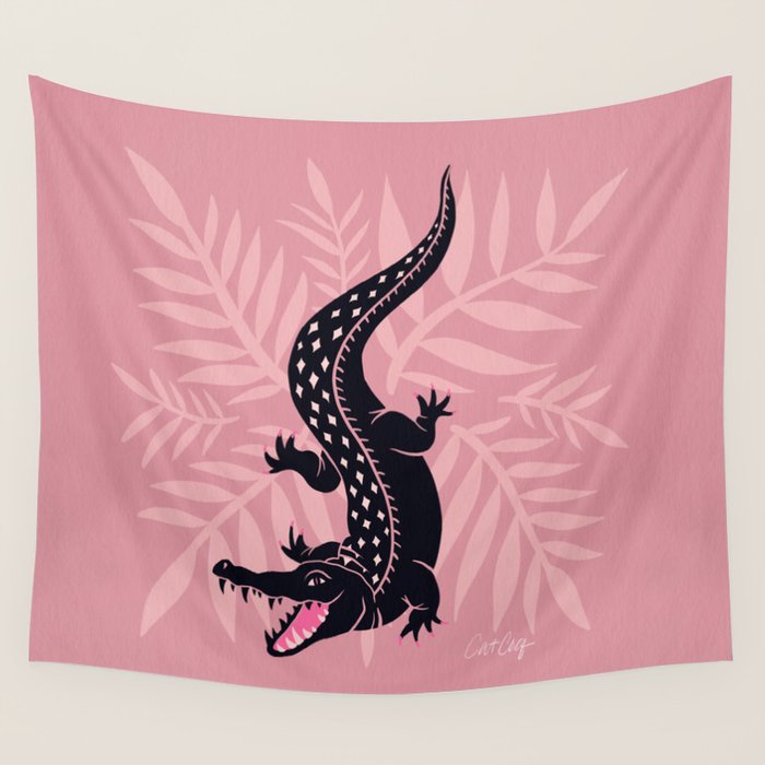 Crocodile - Dusty Rose Palette Wall Tapestry Gallery Image 1