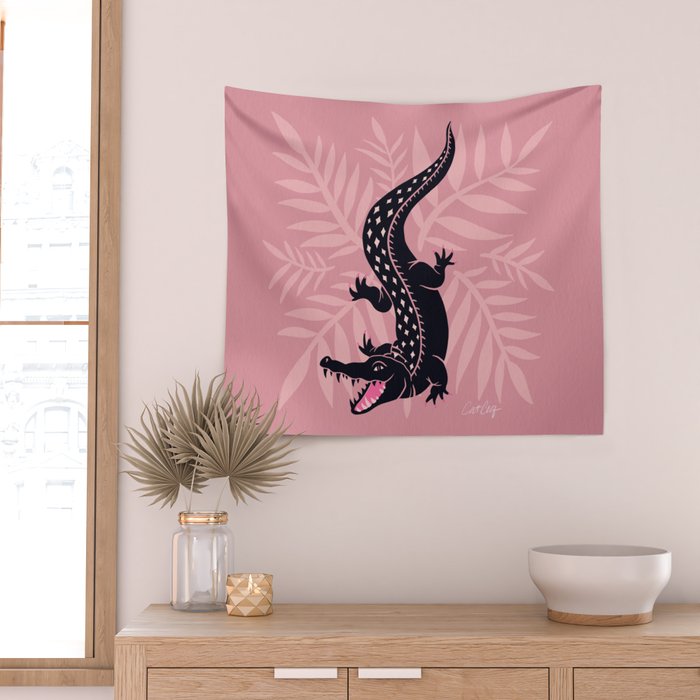 Crocodile - Dusty Rose Palette Wall Tapestry Gallery Image 2