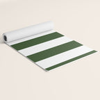 Large Dark Forest Green and White Circus Tent Stripes Yoga Mat Gallery Image 2