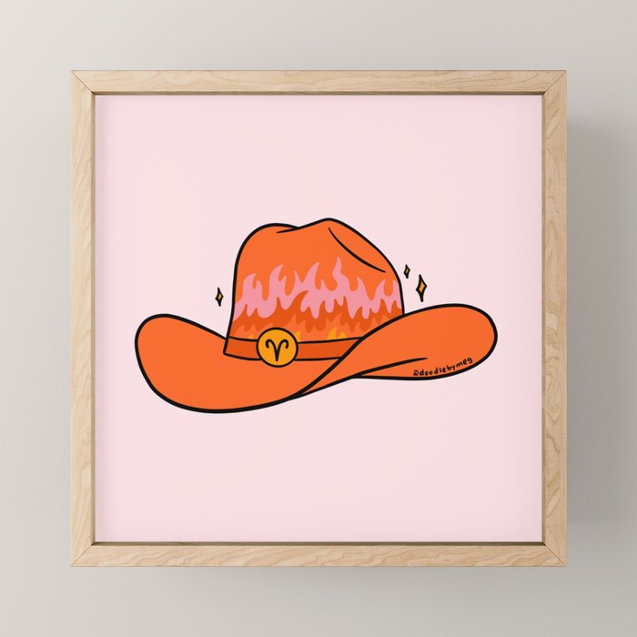 Aries Cowboy Hat Mini Art Print Gallery Image 1