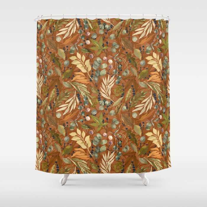 Autumn leafy wild forest B Shower Curtain Gallery Image 1