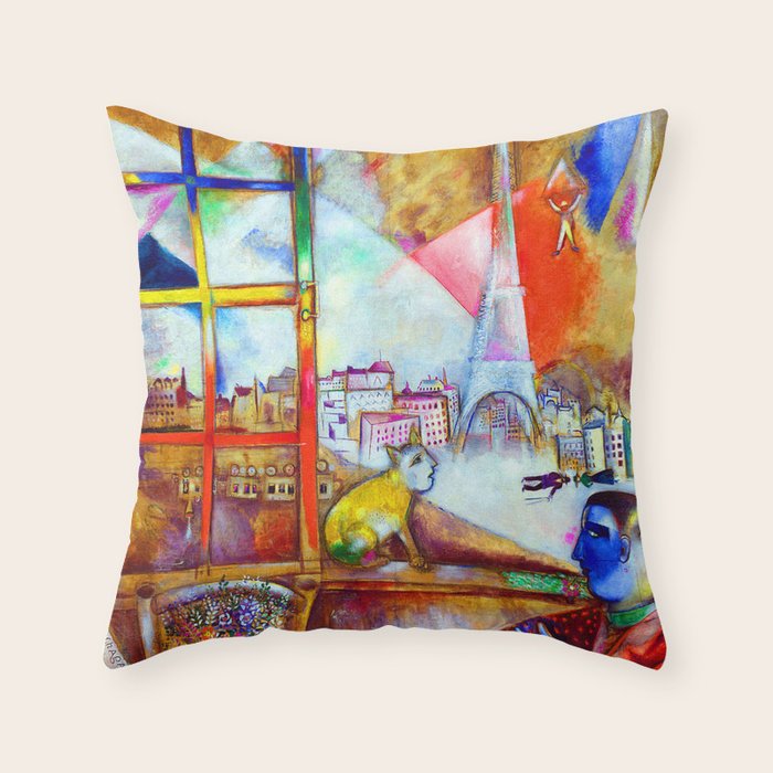 Marc Chagall Paris Through the Window Throw Pillow Gallery Image 1
