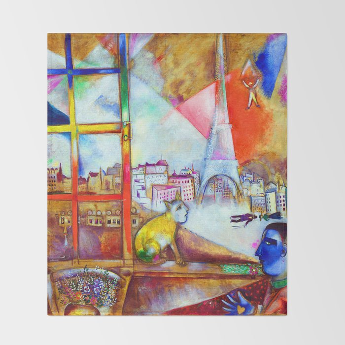 Marc Chagall Paris Through the Window Throw Blanket Gallery Image 2
