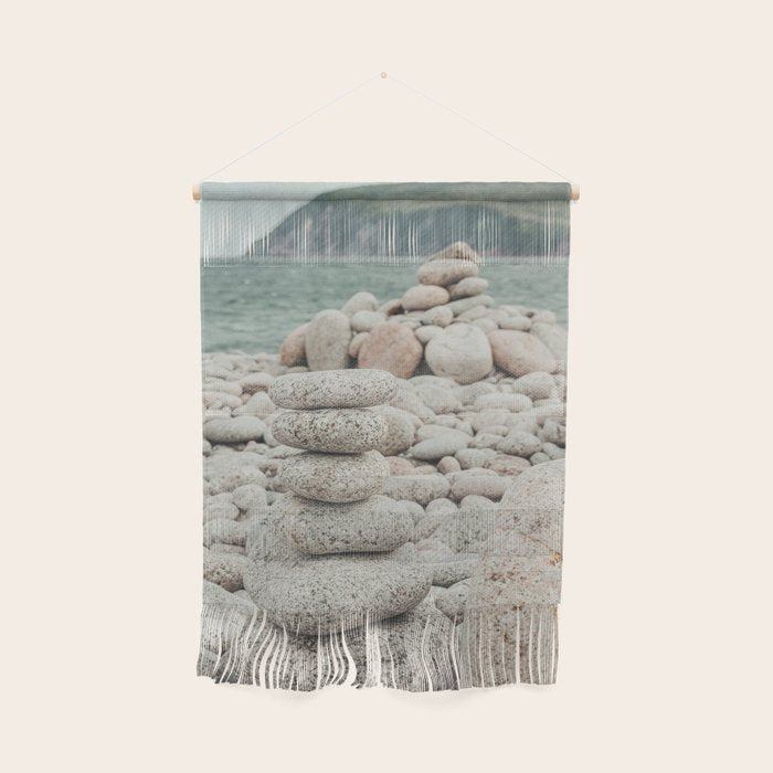 Beach Stones x nature environmental photograph Wall Hanging Gallery Image 1