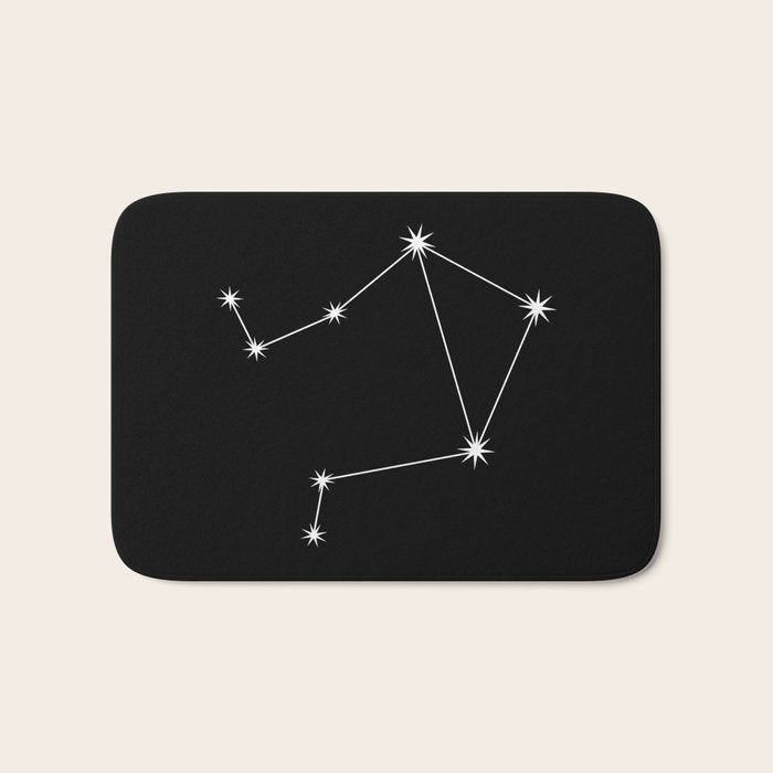 Libra Zodiac Star Constellation Line Art Black Bath Mat Gallery Image 1