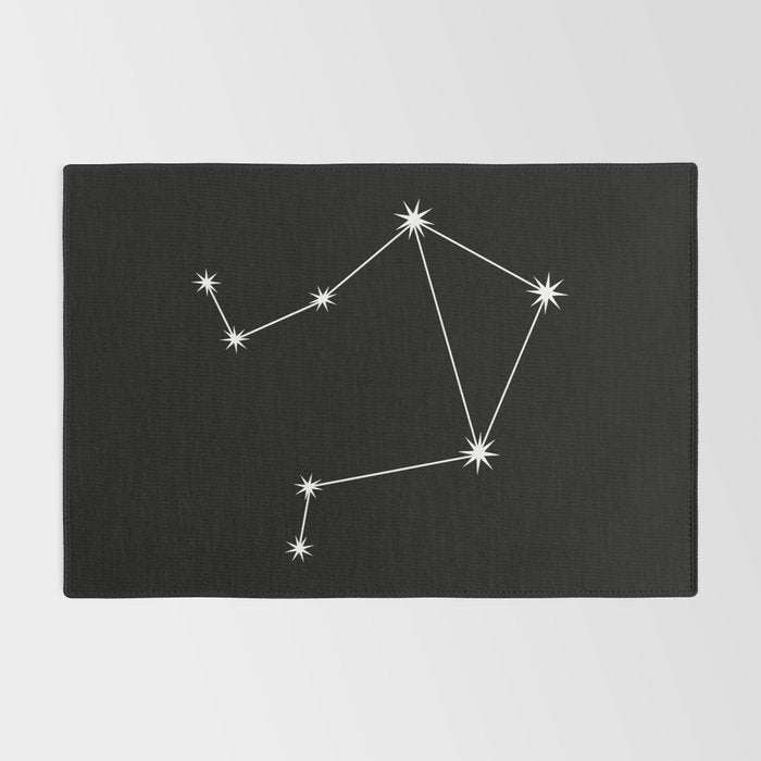 Libra Zodiac Star Constellation Line Art Black Rug Gallery Image 2