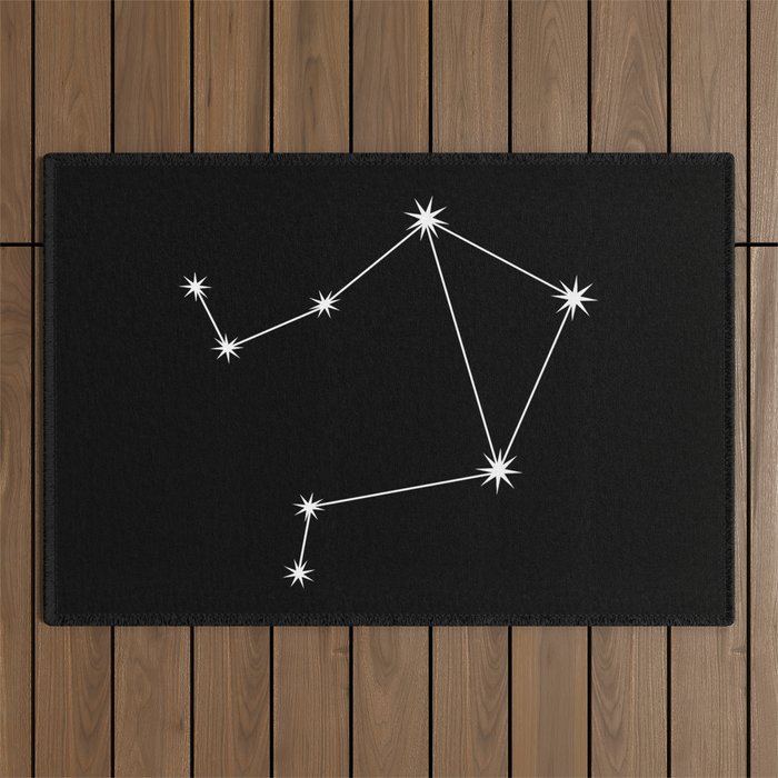 Libra Zodiac Star Constellation Line Art Black Outdoor Rug Gallery Image 1