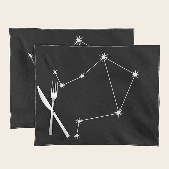 Libra Zodiac Star Constellation Line Art Black Placemat Gallery Image 1