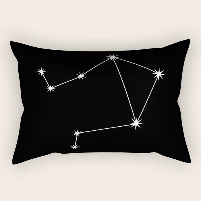Libra Zodiac Star Constellation Line Art Black Rectangular Pillow Gallery Image 2