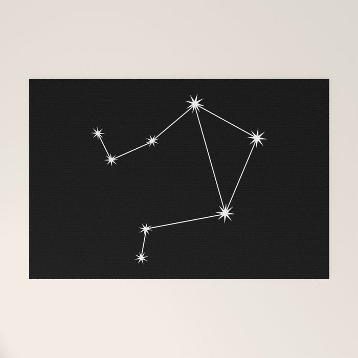 Libra Zodiac Star Constellation Line Art Black Welcome Mat Gallery Image 1