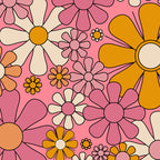 Groovy Retro Garden Flowers 60s 70s Floral Pattern Pink and Ochre  Coffee Mug Gallery Image 2