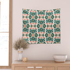 Indian Floral - pink and green  Wall Tapestry Gallery Image 2