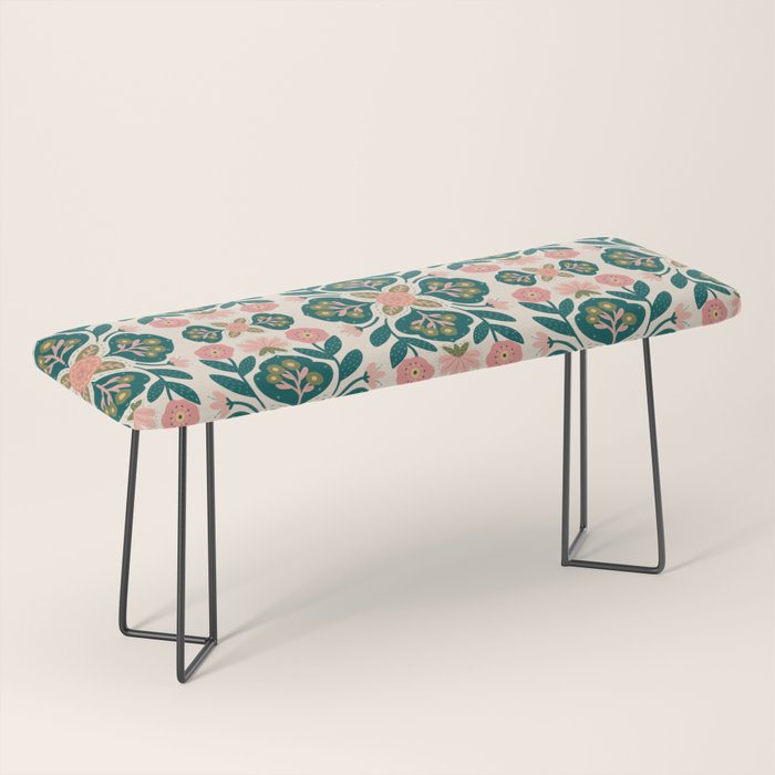 Indian Floral - pink and green  Bench Gallery Image 1