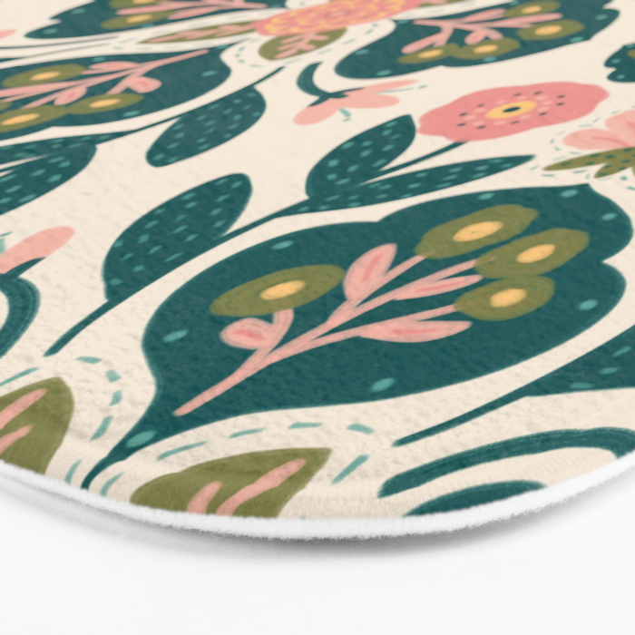 Indian Floral - pink and green  Bath Mat Gallery Image 3