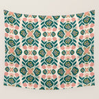 Indian Floral - pink and green  Wall Tapestry Gallery Image 4