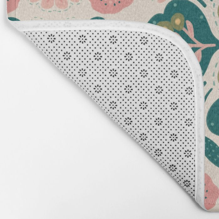 Indian Floral - pink and green  Bath Mat Gallery Image 2