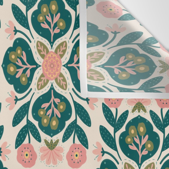 Indian Floral - pink and green  Wall Tapestry Gallery Image 3