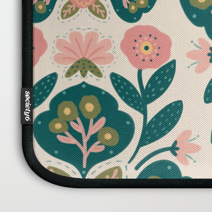 Indian Floral - pink and green  Laptop Sleeve Gallery Image 3