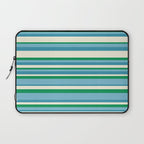 Classic Stripes XXVII - Beachy Blue and Green Laptop Sleeve Gallery Image 1