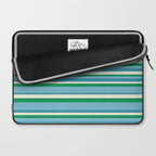 Classic Stripes XXVII - Beachy Blue and Green Laptop Sleeve Gallery Image 2