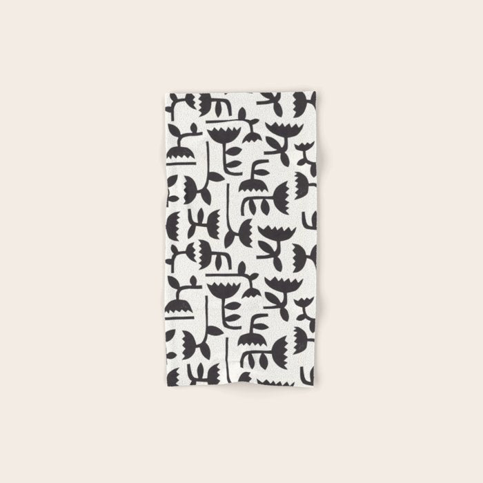 Linocut Tulip Pattern #3 Bath Towel Gallery Image 1