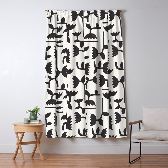 Linocut Tulip Pattern #3 Window Curtain Gallery Image 5