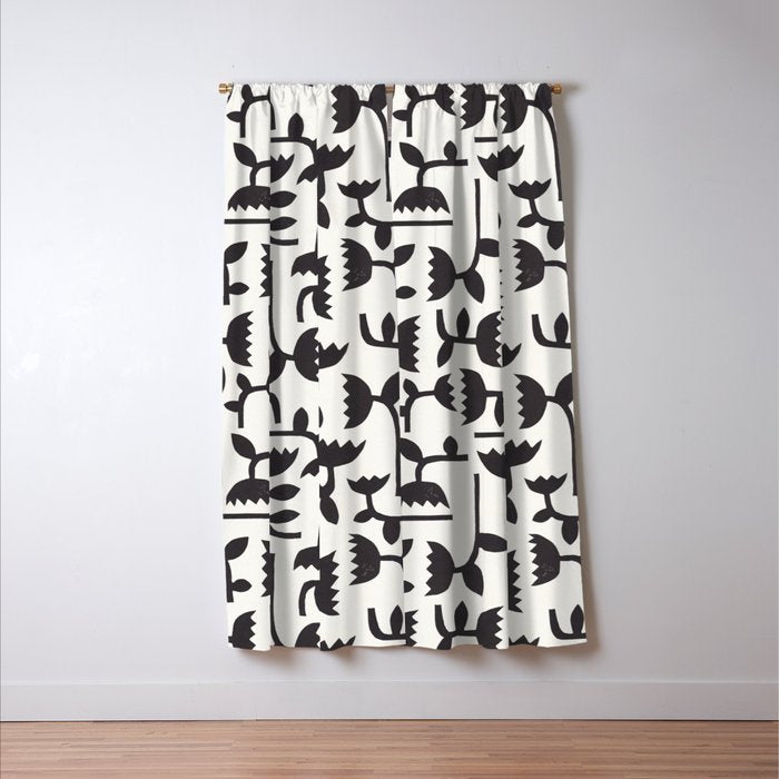 Linocut Tulip Pattern #3 Window Curtain Gallery Image 3
